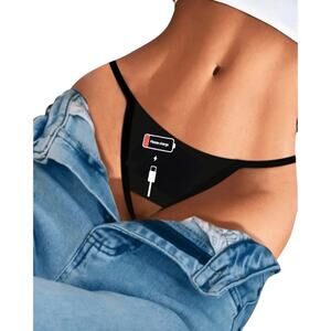 womens large underwear Crotchless thong black sexy lingerie g string panties nwt